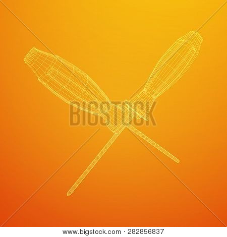 Crosshead Screwdriver. Handyman Tool For Home Repair. Maintenance Themed Abstract Model Wireframe Lo
