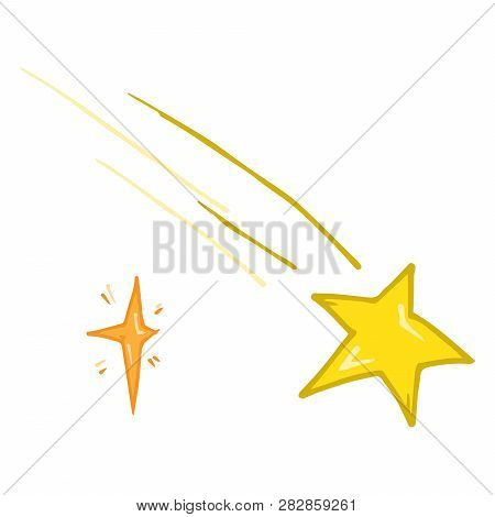 Star Icon. Vector Illustration Of A Shooting Star. Hand Drawn Star.