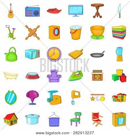 Good House Icons Set. Cartoon Style Of 36 Good House Icons For Web Isolated On White Background