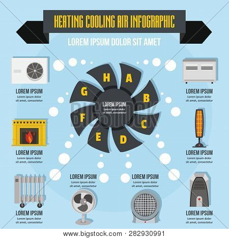 Heating Cooling Air Infographic Banner Concept. Flat Illustration Of Geating Cooling Air Infographic