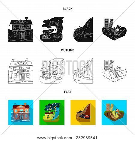 Isolated Object Of Weather And Distress Logo. Collection Of Weather And Crash Vector Icon For Stock.