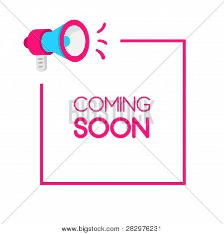 Announcement Coming Soom Vector Template.  Label Design For Sale, Business Advertising Web Icon With