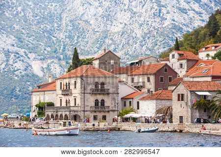 Perast. Montenegro - September 2018. Beautiful View Ancient City Of Perast Is Located In Boka Kotors