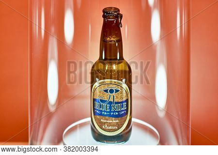 Kyoto / Japan - March 24, 2018: Blue Nile Rare Japanese Beer On Display In Beer Museum In Kizakura, 