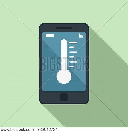 Smartphone Temperature Control Icon. Flat Illustration Of Smartphone Temperature Control Vector Icon