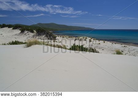View Of The Arenas Biancas Beach And His Dunes, Teulada, Sulcis