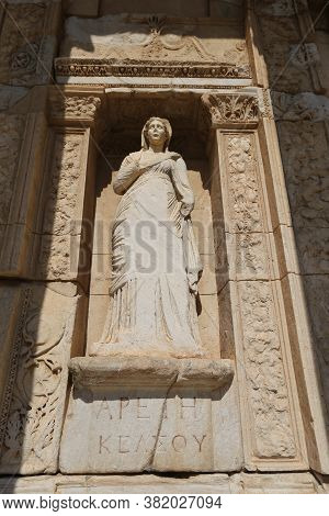 Personification Of Virtue, Arete Statue In Ephesus Ancient City, Selcuk Town, Izmir City, Turkey