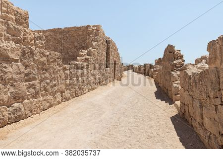 Remains Of One Of The Streets In Shivta - A National Park In Southern Israel, Includes The Ruins Of 