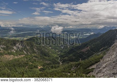 Valley From Part Of Hill Mittagskogel In South Austria In Summer Hot Day