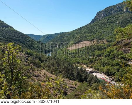 Panoramic View Of River Tarn In Le Rozier, France