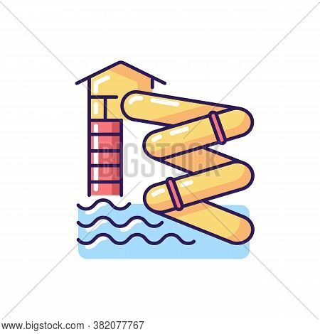 Aqualoop Rgb Color Icon. Water Park Attraction. Extreme Summer Recreation, Aquapark Activity, Exciti