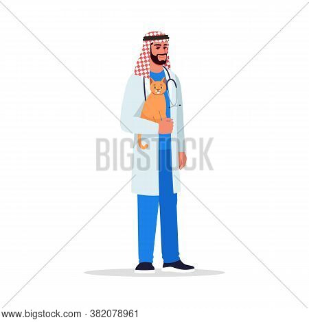 Veterinarian Semi Flat Rgb Color Vector Illustration. Veterinary Surgeon. Male Veterinary Physician.