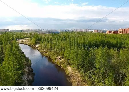A River In The Taiga Near The Town Of New Urengoy.