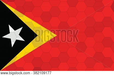 Timor Leste Flag Illustration. Futuristic Timorese Flag Graphic With Abstract Hexagon Background Vec
