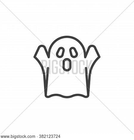 Scary Ghost Line Icon. Linear Style Sign For Mobile Concept And Web Design. Halloween Ghost Outline 