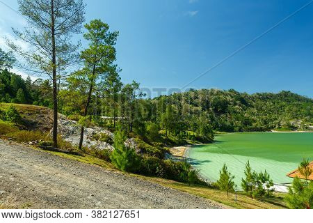 Famous Sulfurous Lake - Danau Linow, North Sulawesi Indonesia. Landscape