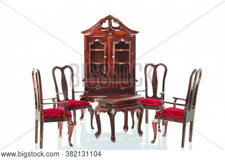 Queen ann style furniture isolated over white background