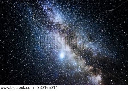 Milky Way Galaxy. This Long Exposure Astronomical Photograph Taken In The Middle Of The Night.