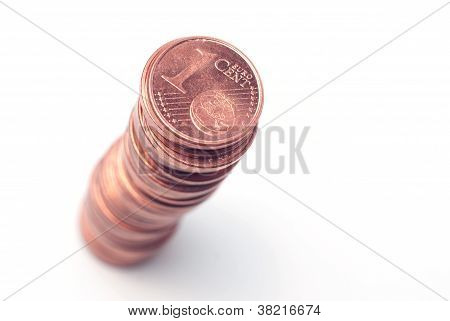 Pila de céntimos de Euro utilizado