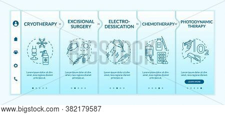 Skin Cancer Treatment Onboarding Vector Template. Chemotherapy. Photodynamic Therapy. Responsive Mob