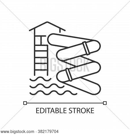Aqualoop Linear Icon. Water Park Attraction Thin Line Customizable Illustration. Contour Symbol. Ext
