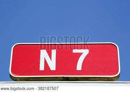 Route Nationale 7 Sign In France With A Blue Sky
