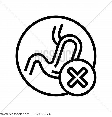Food Indigestion Stomach Problem Line Icon Vector. Food Indigestion Stomach Problem Sign. Isolated C