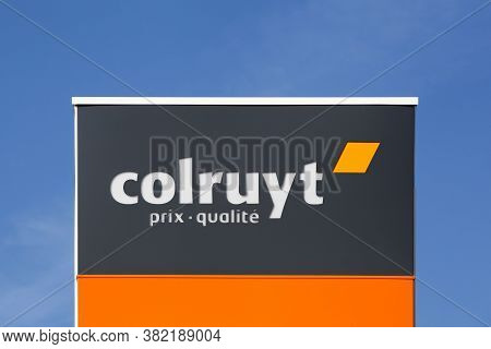 Peronnas, France - August 10, 2019: Colruyt Logo On A Wall. Colruyt Is A Belgian Family Owned Retail