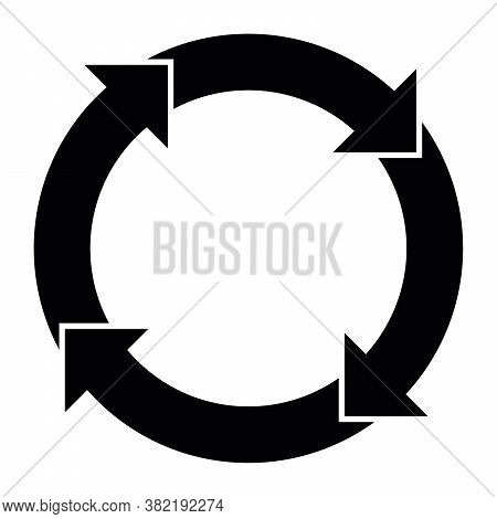 4 Arrows In Circle. Business Infographic Diagram Of Four Repeating Steps. Simple Flat Vector Illustr