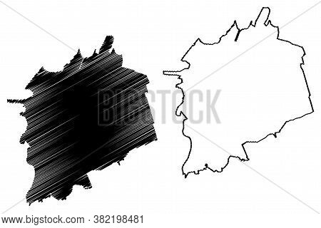Saltillo City (united Mexican States, Mexico, Coahuila State) Map Vector Illustration, Scribble Sket