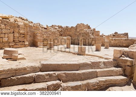 Remains Of A Mosque In Ruins Of Shivta - A National Park In Southern Israel, Includes The Ruins Of A