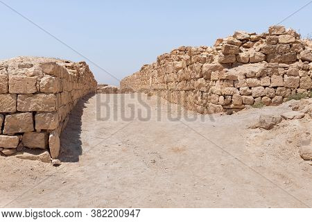 Remains Of One Of The Streets In Shivta - A National Park In Southern Israel, Includes The Ruins Of 