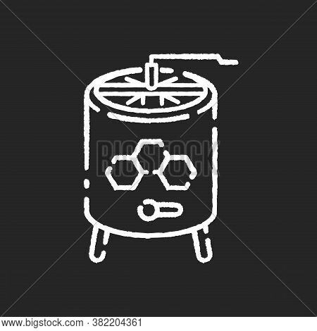 Honey Extractor Chalk White Icon On Black Background. Professional Beekeeper Tool. Apiculture. Mecha