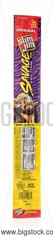 Winneconne , Wi - 20 August 2020:  A Package Of Slim Jim Original With Randy Savage Size On An Isola