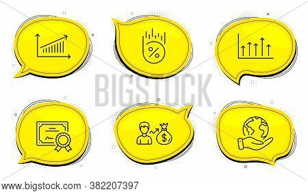 Sallary Sign. Diploma Certificate, Save Planet Chat Bubbles. Chart, Loan Percent And Growth Chart Li