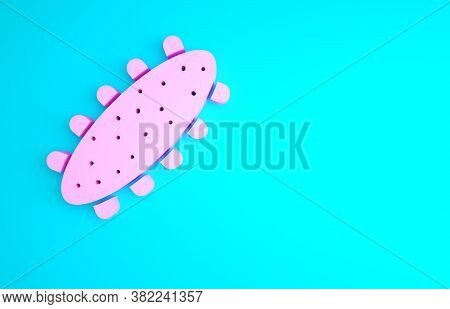 Pink Sea Cucumber Icon Isolated On Blue Background. Marine Food. Minimalism Concept. 3d Illustration