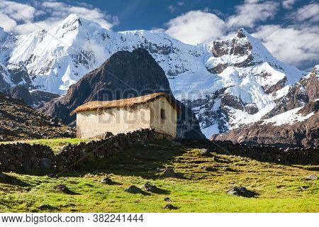 Small Home Building In Vilcanota Mountains Or Ausangate Mountains, Peruvian Andes