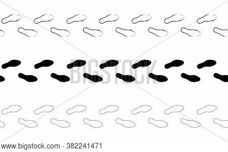 Flat Linear Design. The Path Of Human Footprints From Feet Without Shoes. Human Footprints Isolated 