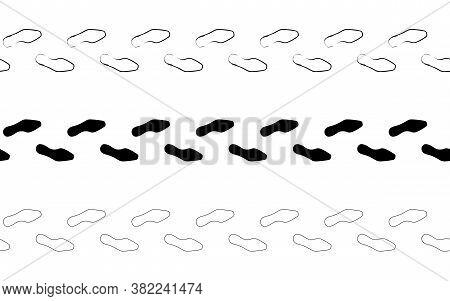 Flat Linear Design. The Path Of Human Footprints From Feet Without Shoes. Human Footprints Isolated 