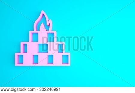 Pink Yagna Icon Isolated On Blue Background. Minimalism Concept. 3d Illustration 3d Render