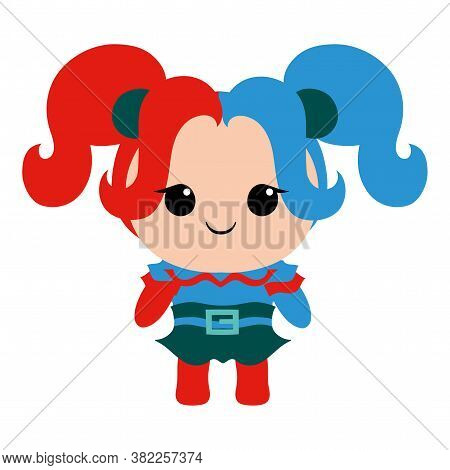 Isolated Harley Quinn Kuwaii Colorful Icon Cute - Vector