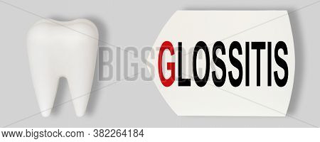 Medical, Dental Concept. Prevention Of Dental Diseases. Plastic Model Of The Tooth, Next To The Name