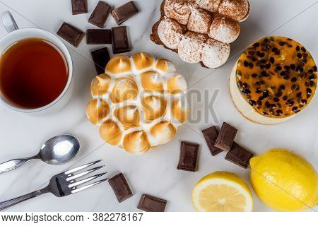 Mini Chocolate, Lemon Pie And Passion Fruit Cake.