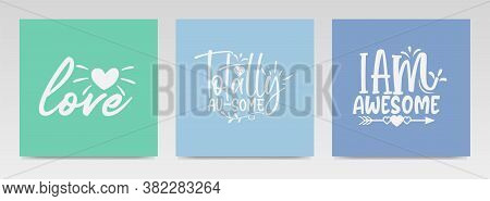 Autism Quotes Letter Typography Set Illustration. Graphic Design Element.
