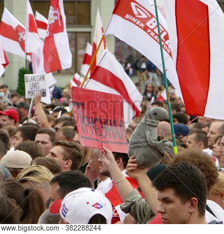 Minsk, Belarus - August 23, 2020. Peaceful Protest Actions Against The Current Government After The 