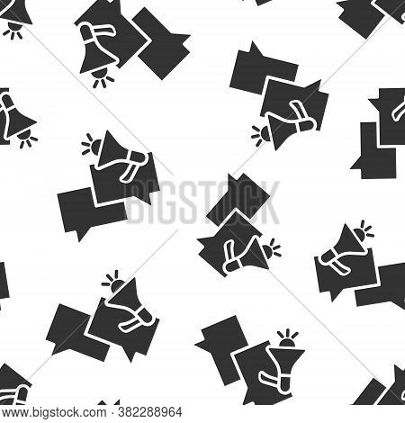 Speech Bubble With Megaphone Icon In Flat Style. Dialogue Box Vector Illustration On White Isolated 