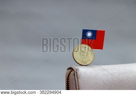 One Coin Of Taiwan Fifty Dollars Money On Obverse, Portrait Of Dr.sun Yat-sen, First President And M