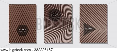 Abstract Shapes Of Multiple Lines Halftone Patterns. Elegant Patchy Mockups. Halftone Lines Music Po