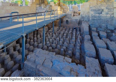 View Of The Remains Of The Western Bathhouse, In The Ancient Roman-byzantine City Of Bet Shean (nysa