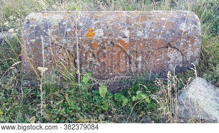 Ancient Armenian Cemetery. Christian Grave Of 1800. Burial Place. Carved Tombstone. Very Old Threade